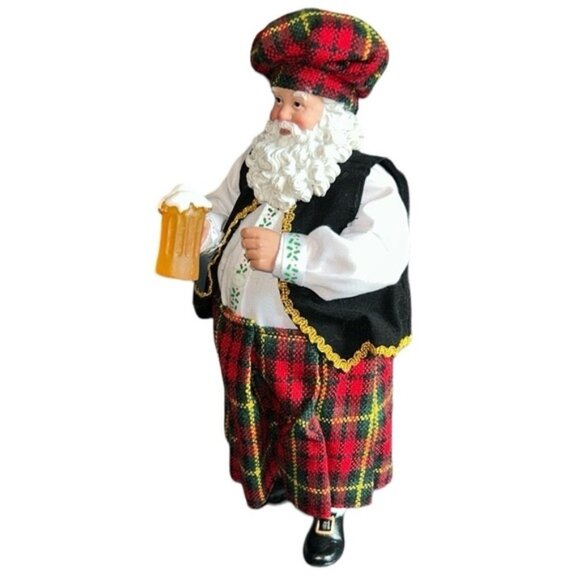 Santa Claus Scottish Plaid Kilt Figure with Beer Stein Rare - Picture 4 of 7